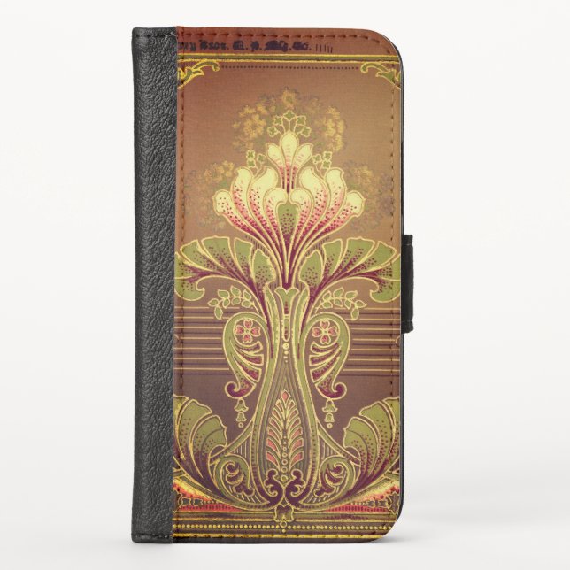 Victorian floral frieze elegant art nouveau  iPhone wallet case (Front)