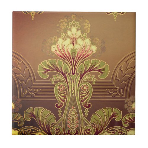 Victorian floral frieze elegant flower art nouveau ceramic tile