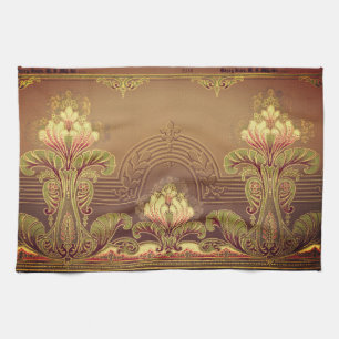 Victorian floral frieze elegant flower art nouveau kitchen towel