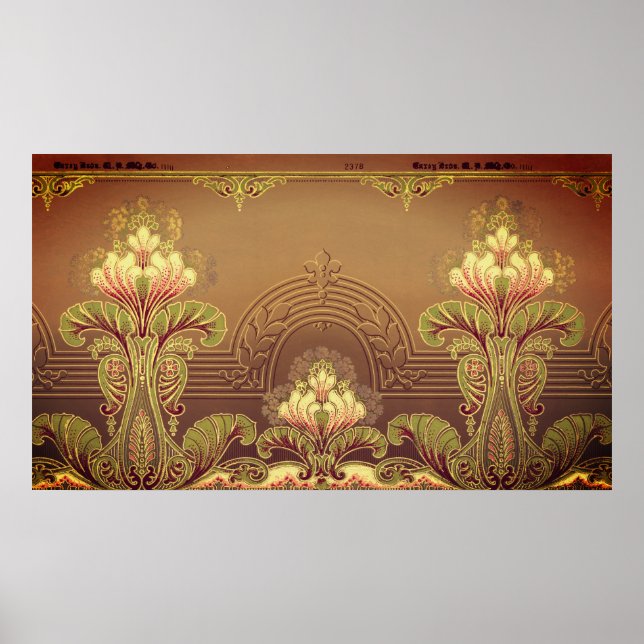 Victorian floral frieze elegant flower art nouveau poster (Front)