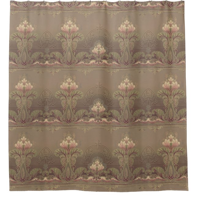 Victorian floral frieze elegant flower art nouveau shower curtain (Front)