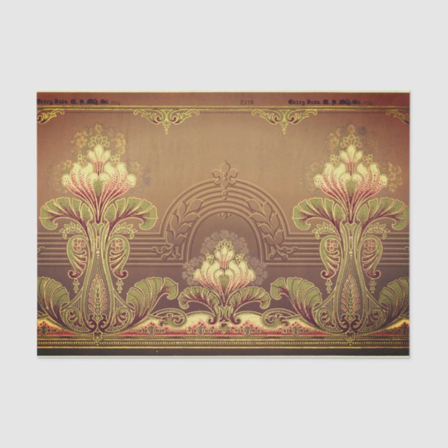 Victorian floral frieze elegant flower art nouveau tissue paper (Front)