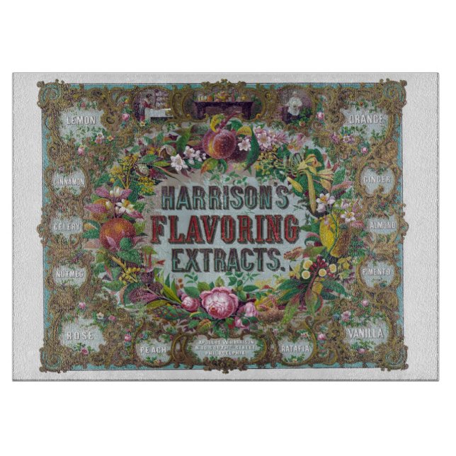 Victorian floral fruit baking extract chart kitche cutting board (Front)