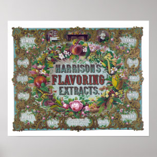 Victorian floral fruit baking extracts poster