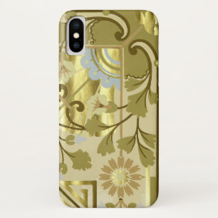 Victorian floral gold vintage wallpaper textile iPhone x case