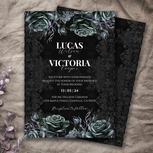 Victorian Floral Gothic Wedding invitation