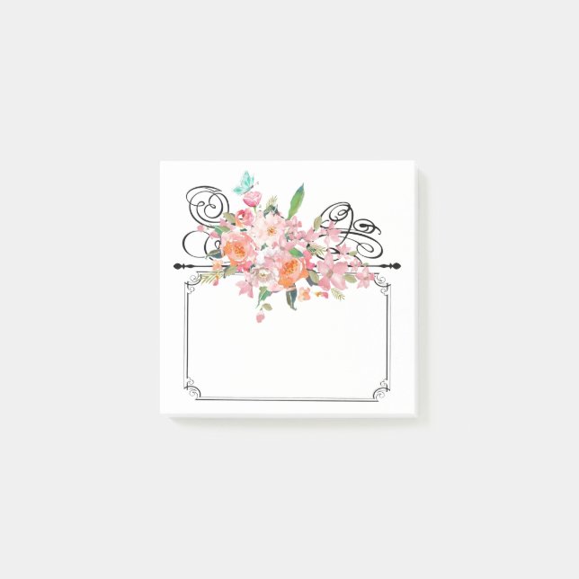 Victorian floral hanging sign post-it notes (Front)