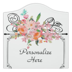 Victorian floral hanging sign wedding