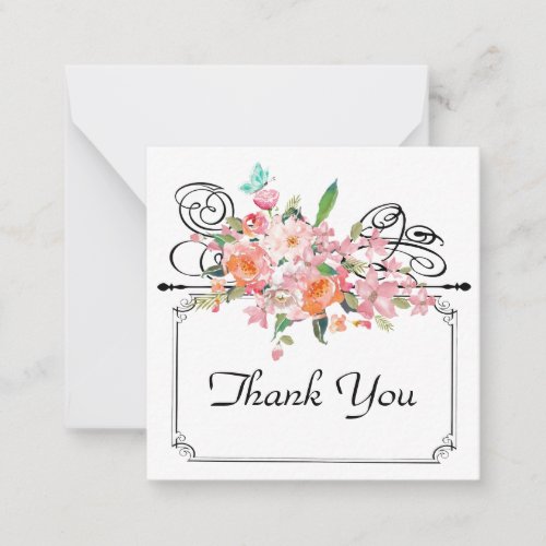 Victorian floral hanging sign wedding note card