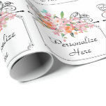 Victorian floral hanging sign wedding wrapping paper<br><div class="desc">A beautiful victorian antique hanging sign to personalize. Topped with a floral pink bouquet of flowers,  roses and a blue butterfly. Very charming and elegant.</div>