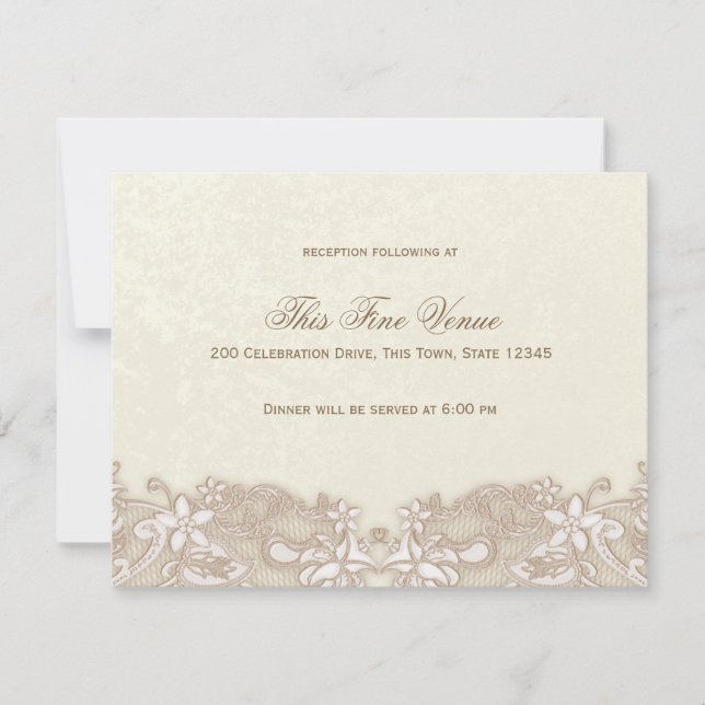 Victorian Floral Lace Reception Card (Front)