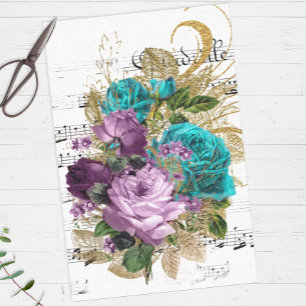 Victorian Floral Music Collage Tissue Paper