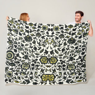 Victorian Floral Ornament Pattern Fleece Blanket
