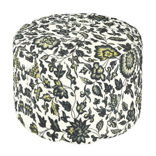 Victorian Floral Ornament Pattern Pouf