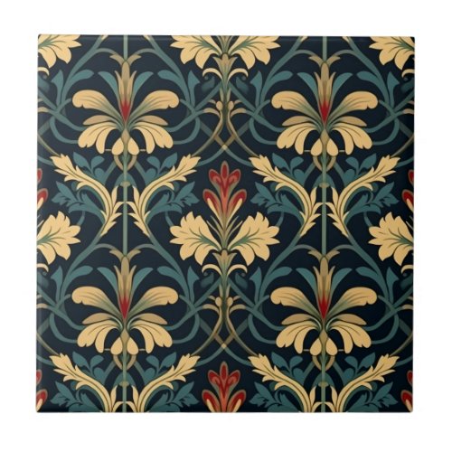 Victorian Floral Pattern Ceramic Tile