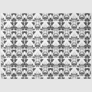 Victorian Floral Pattern Seamless Black White Tissue Paper