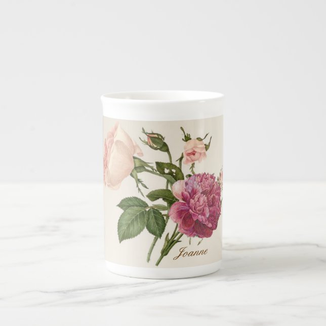 Victorian Floral Personalized Bone China Mug (Front)