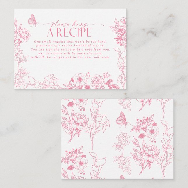 Victorian Floral Please Bring A Recipe  Enclosure Card (Front/Back)