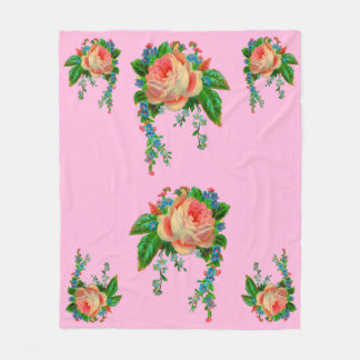 Victorian floral print fleece blanket