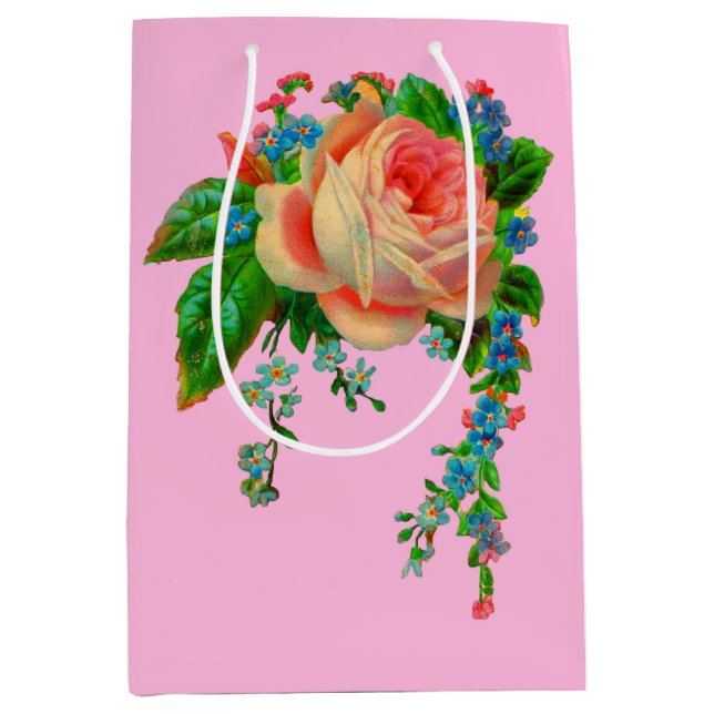 Victorian floral print medium gift bag (Front)