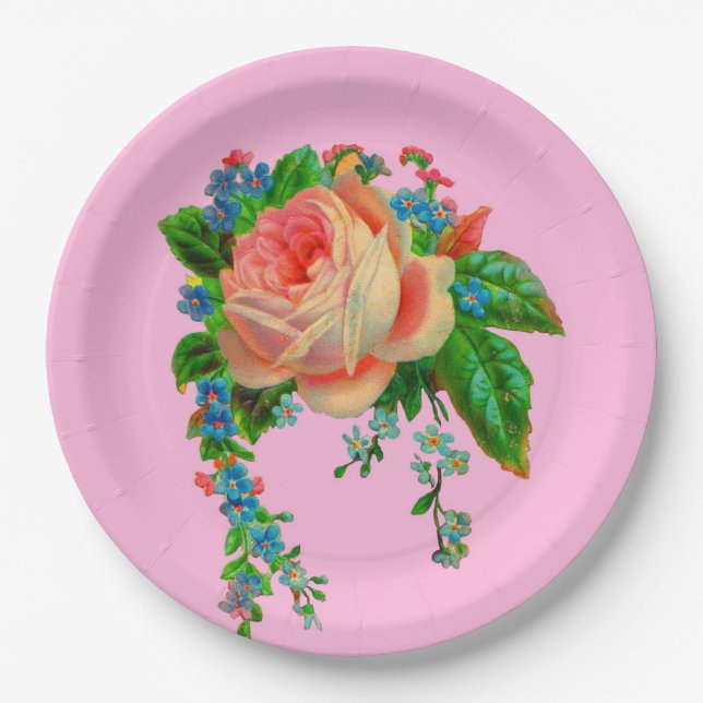 Victorian floral print paper plates (Front)