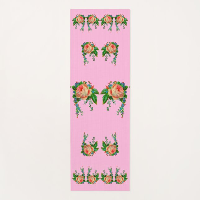 Victorian floral print  yoga mat (Front)