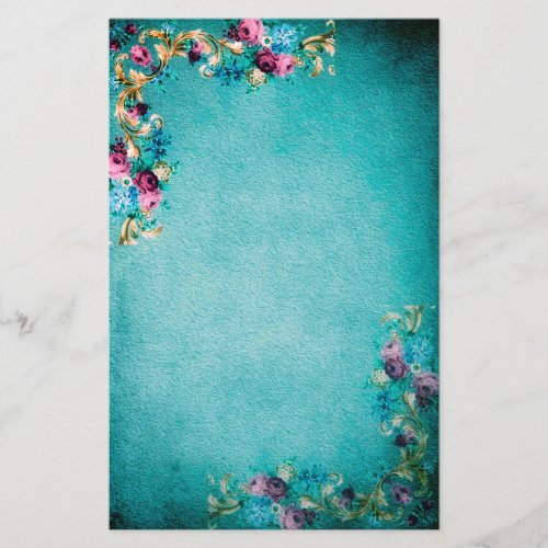 Victorian floral rose flowers elegant stationery