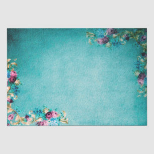 Victorian floral rose flowers elegant teal purple tissue paper