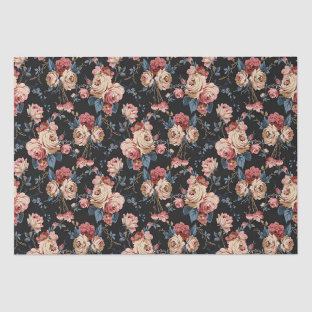 Victorian floral rose pattern tissue paper (Front)