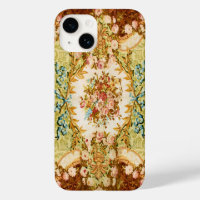 Victorian floral rose tapestry look pink brown