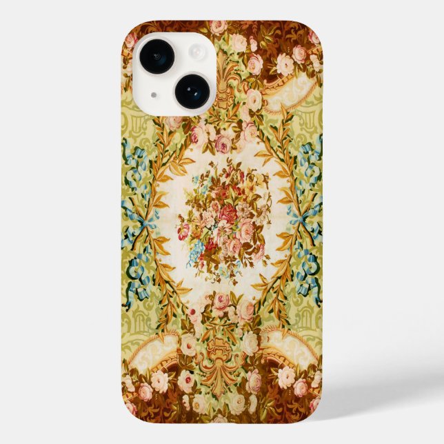  Victorian floral rose tapestry look pink brown  Case-Mate iPhone Case (Back)