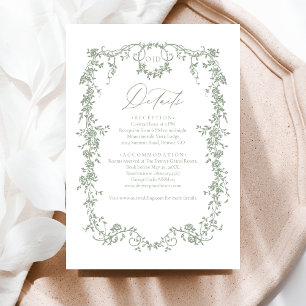 Victorian Floral Sage Green Photo French Wedding Enclosure Card