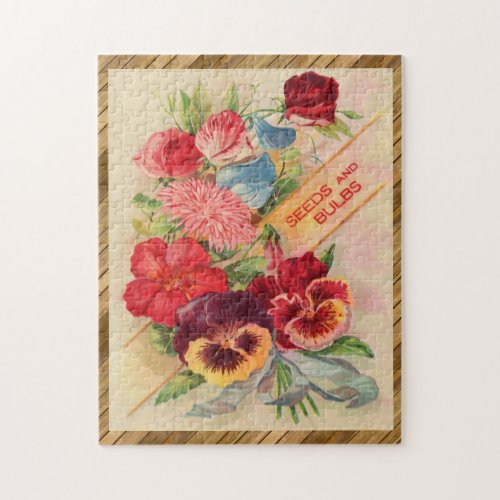 Victorian Floral Seed Packet SWEET PEAS  PANSIES Jigsaw Puzzle