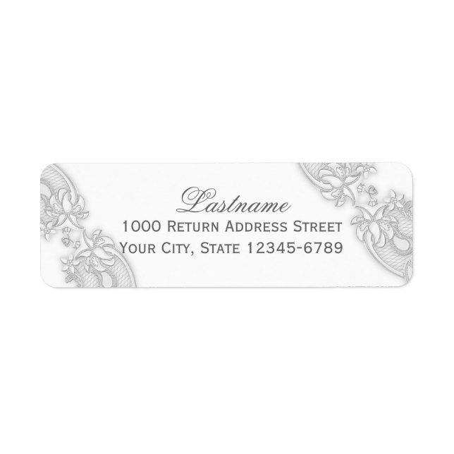 Victorian Floral Silver Gray Lace Label (Front)