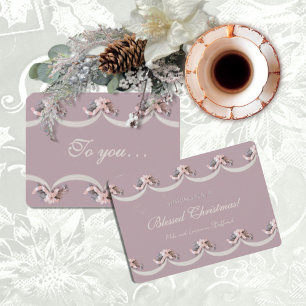 Victorian Floral Tapestry in Rose Holiday Card