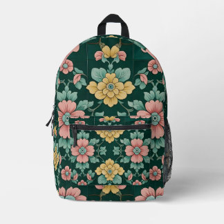 Victorian Floral Tile Printed Backpack