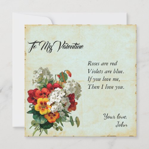 Victorian Floral Valentines Day Scrapbook Journal Holiday Card