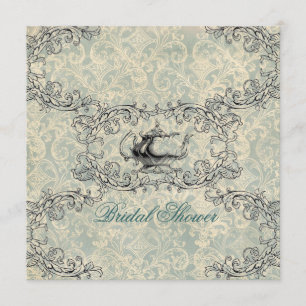 victorian floral vintage bridal shower tea party invitation