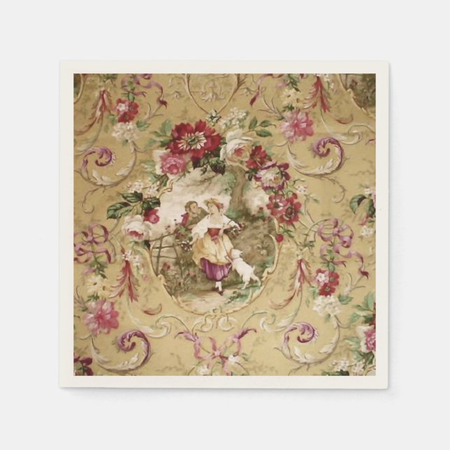 Victorian Floral Wallpaper Napkins (Front)