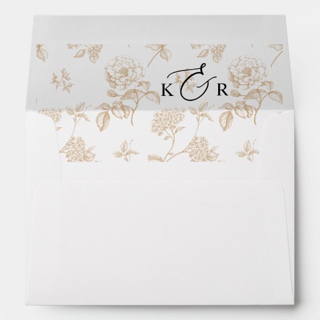 Victorian Floral Wedding Monogram 5x7 Invitation Envelope (Back (Bottom))