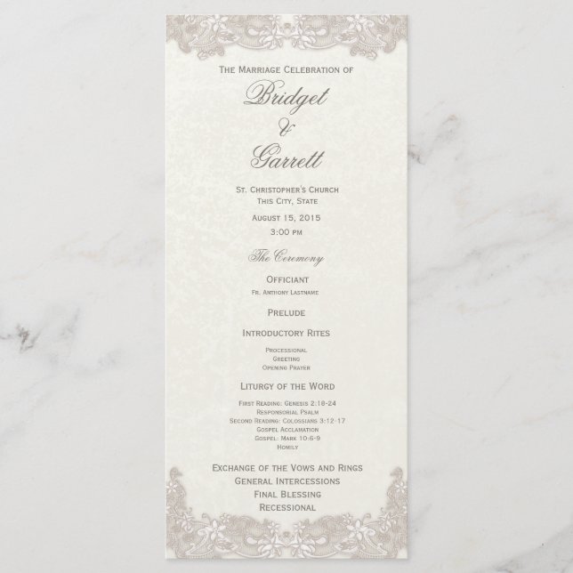 Victorian Floral Wedding Program (Front)