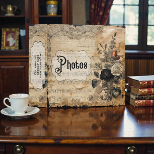 Victorian Floral with Music Notes Photo Album 3 Ring Binder