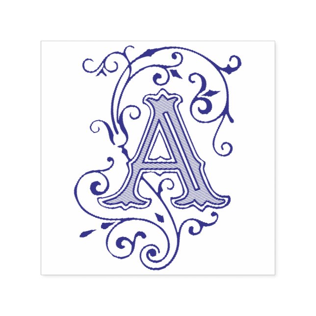 Victorian Flourish Letter A Monogram Self-inking Stamp (Design)