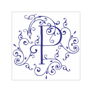 Victorian Flourish Letter P Monogram Self-inking S Self-inking Stamp