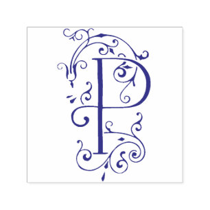 Victorian Flourish Letter P Monogram Self-inking Stamp