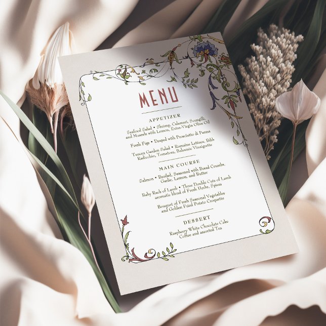Victorian Flourishes Customizable Wedding Menu Invitation (Creator Uploaded)