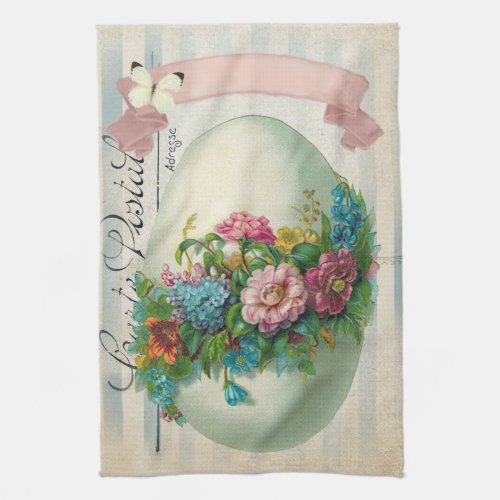 Victorian Flower Easter Egg Kitchen Towel