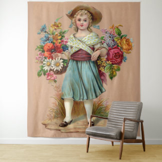 Victorian flower girl tapestry