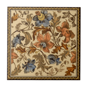 Victorian Flower Strewn Transferware 1880s Repro Ceramic Tile
