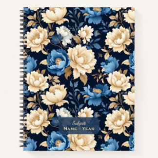 Victorian Flowers Blue Notebook